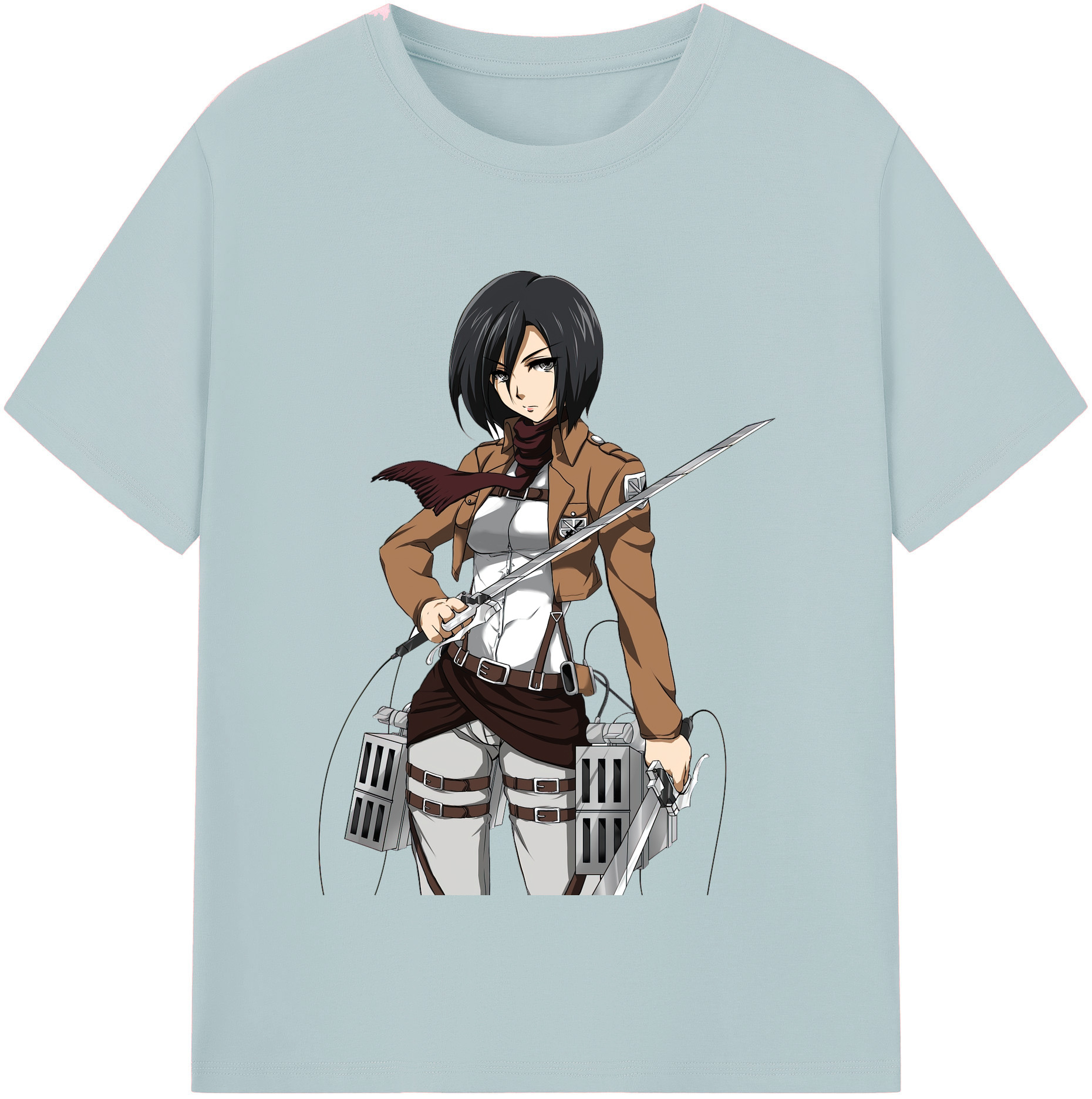 （画像用） 進撃の巨人 ミカサ·アッカーマン Attack on Titan Mikasa Ackerman 綿100％半袖Tシャツ（フロントプリント）